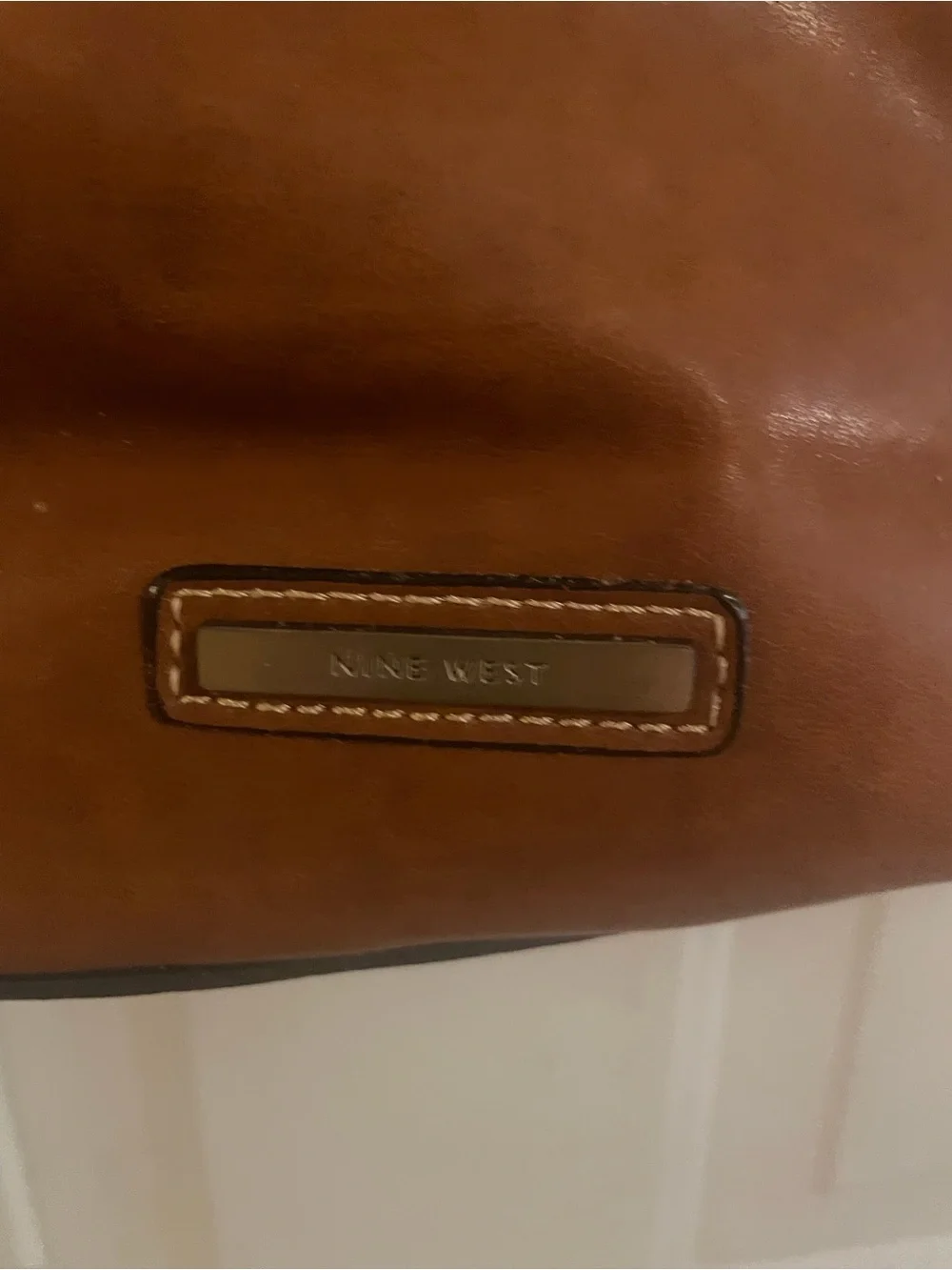 Nine West Cognac Leather Shoulder Bag with Gold Hardware